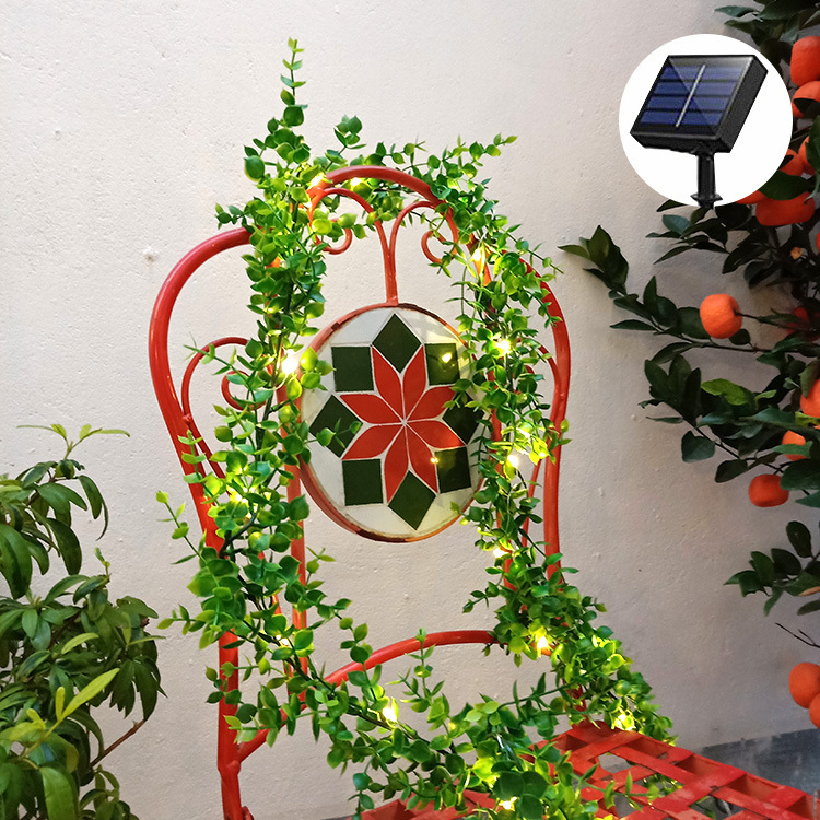 Amazon LED Outdoor Courtyard Decorative Light, New Butterfly Green Leaf Copper Wire Lamp, Vine Light String, Solar Light