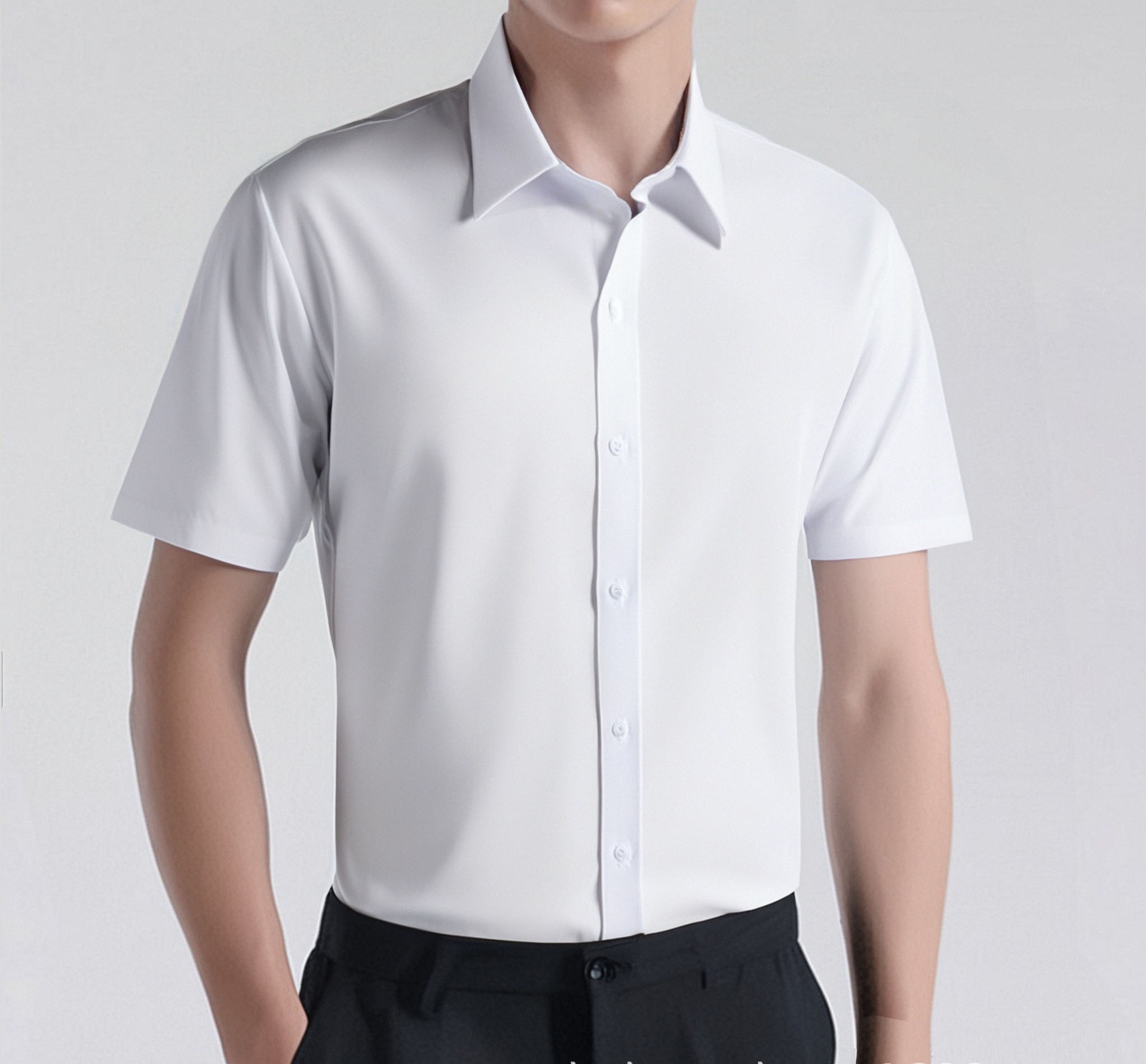 White, with short sleeve