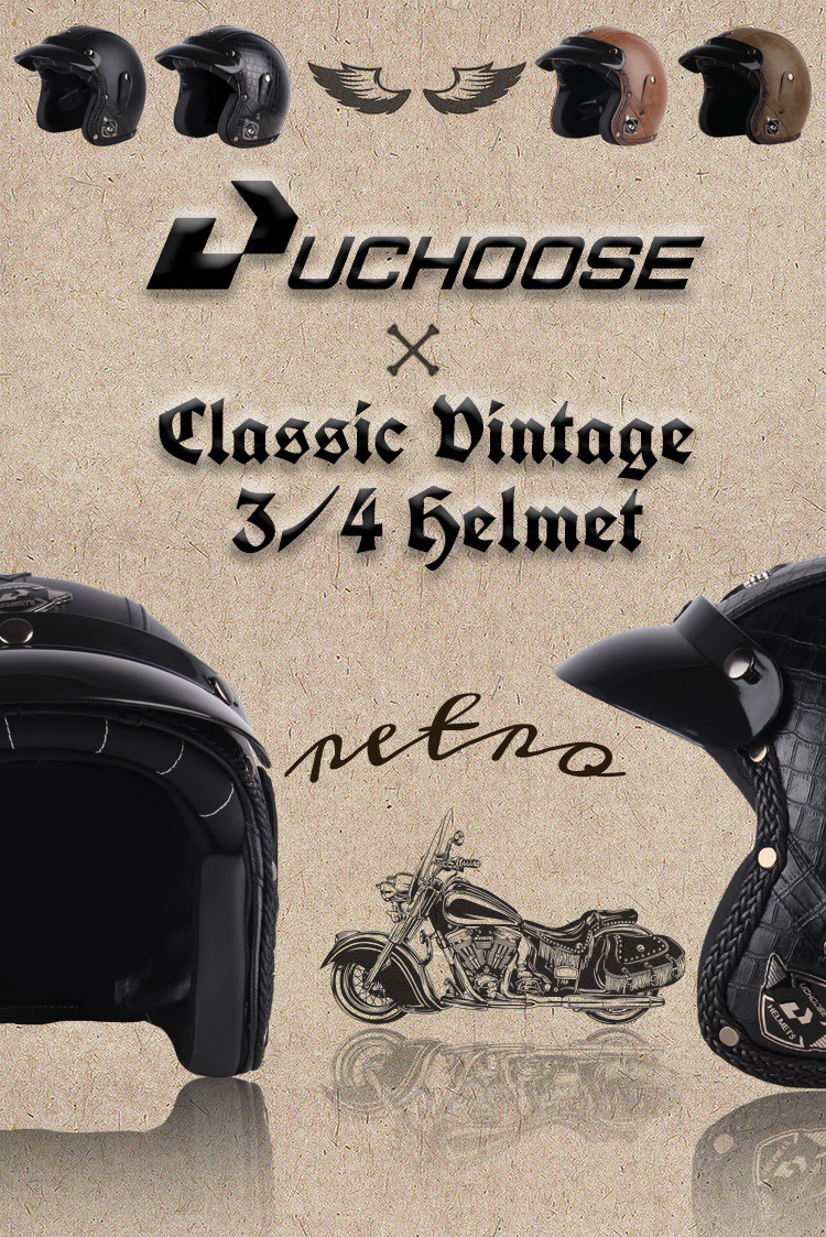 Four Seasons Retro Harley Helmet Leather Electric Vehicle 3/4 Half Helmet Big Turtle King Scooter Motorcycle Helmet