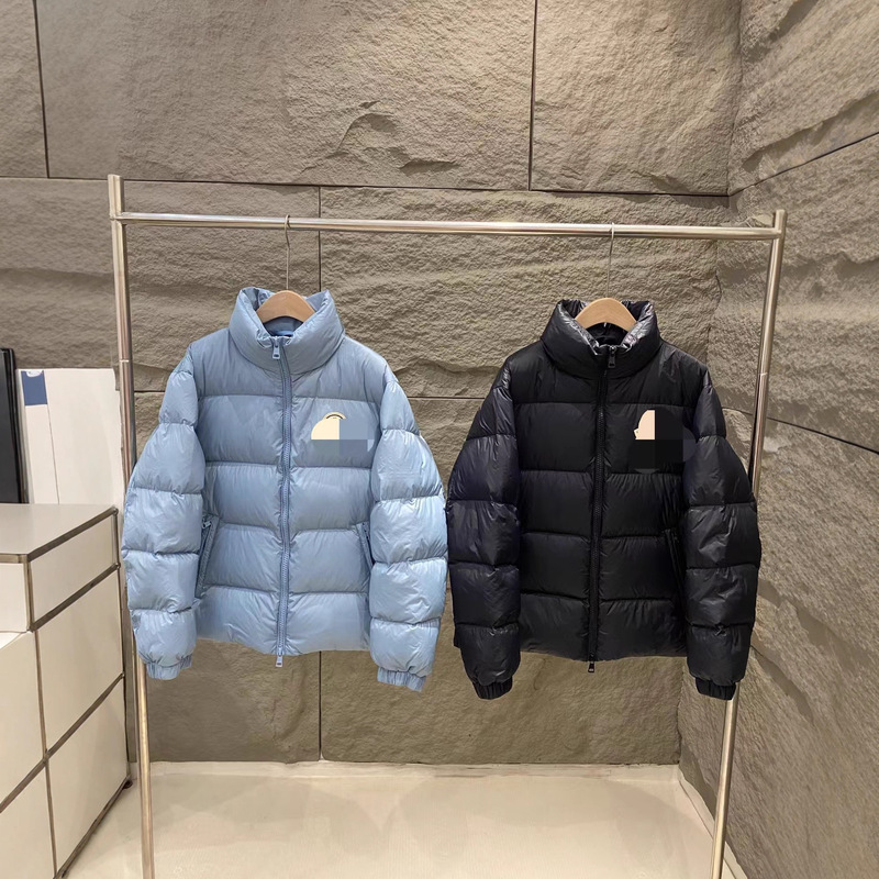 Mengjia down Jacket with Stand Collar, Large Logo, New Winter Thickened Warm Jacket, Loose Couple Style, Fashionable down Jacket
