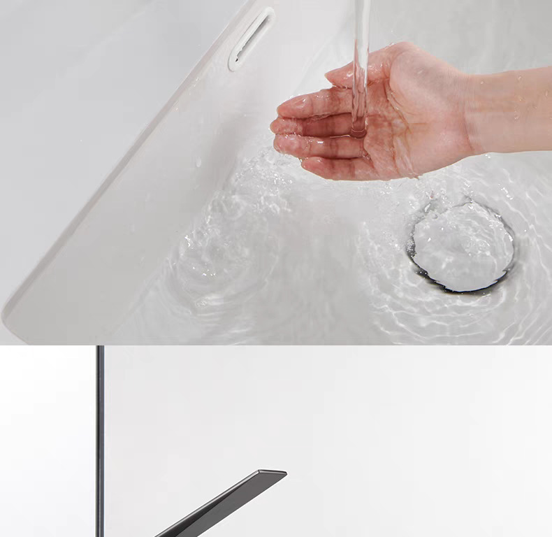 All-copper faucet, household washbasin, bathroom washbasin, hot and cold dual-purpose bathroom cabinet, gun gray faucet undefined