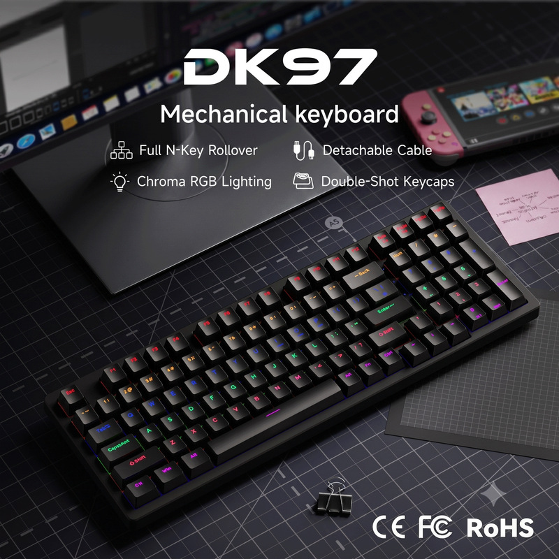 Cross-Border Exclusive Supply for Forerunners Dk97 Wired Keyboard Mechanical Switch Keyboard Red Switch Gaming Keyboard Cross-Border Exclusive Supply for Forerunners Dk97 Wired Keyboard Mechanical Switch Keyboard Red Switch Gaming Keyboard