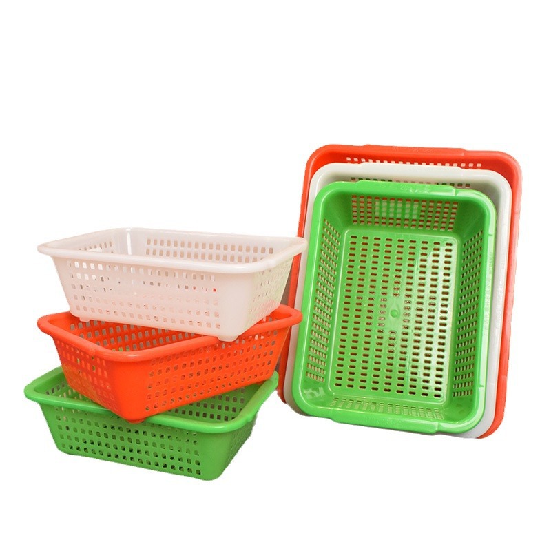 珠江ブランドのプラスチックかごの角ふるいの長方形のおもちゃの収納かごはホテルの台所の野菜を洗うかごの回転かごを厚くします。