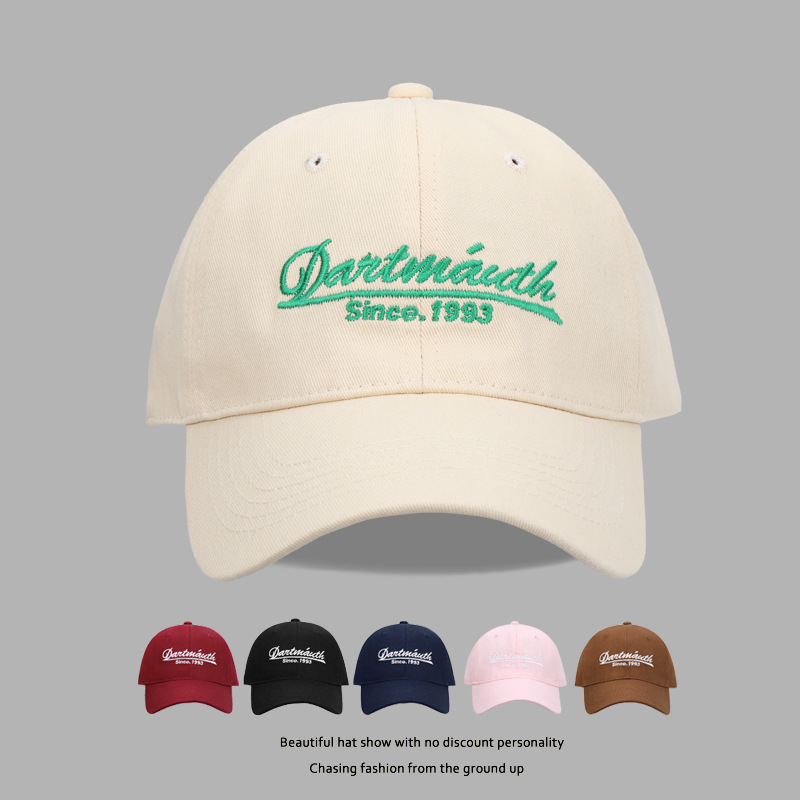 Wide brim hat to make face look smaller, duckbill hat for girls, embroidery letter, sunshade and sun protection, large head circumference, versatile, deep top baseball cap for men