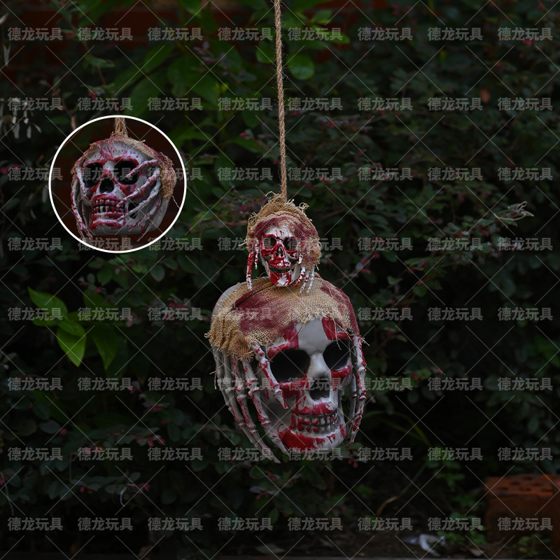 Halloween horrores de sangre calavera simulación cabeza de sangre colgando fantasma sala simulación de terror horror muebles casa embrujada