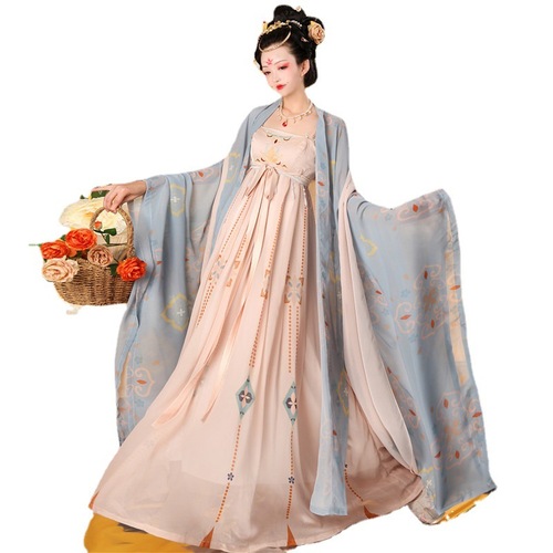 Tang Dynasty Hanfu Fairy dress for women tang hanfu female tang big sleeve embroidery myrobalan skirt unlined upper garment of autumn