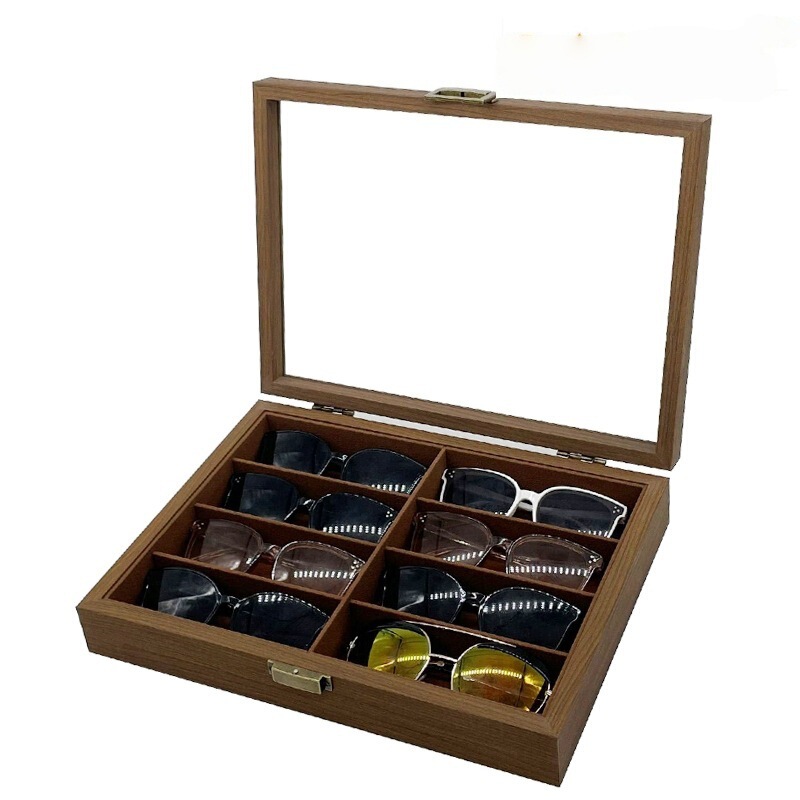 [Retro Version] Black Walnut Wood 8-Bit Glasses Storage Collection Display Box 8-Bit Sunglasses Storage Box