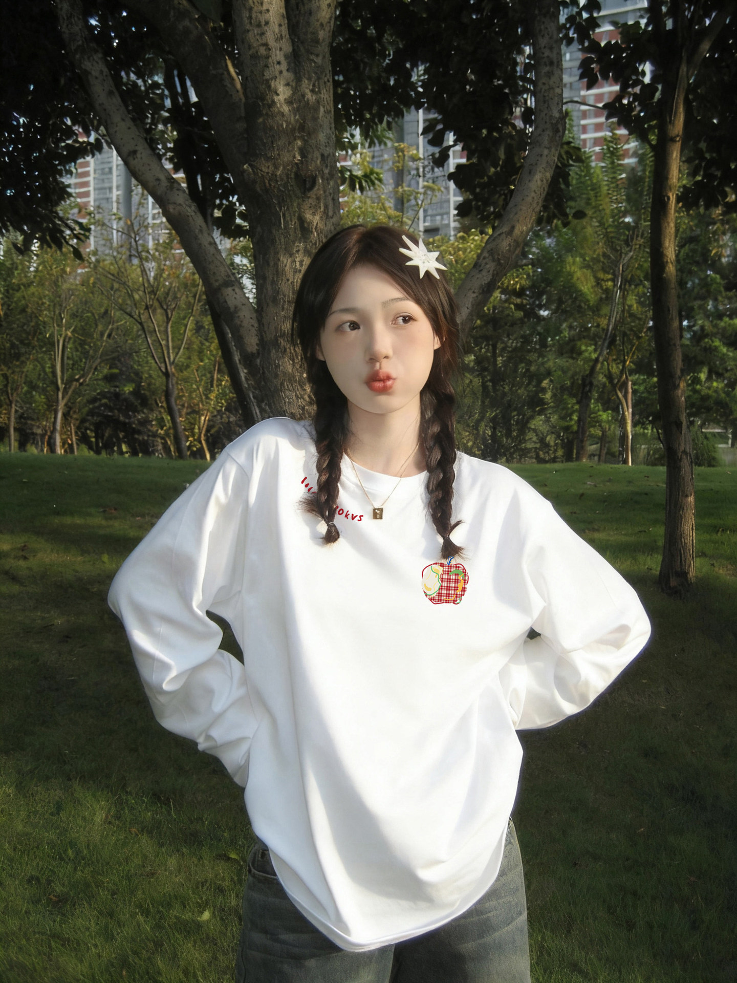 American-Style Lazy Chic White T-Shirt for Women, Pure Cotton Long-Sleeve Base Shirt, Autumn and Winter Inner Wear, Loose Plus Size 100kg Top