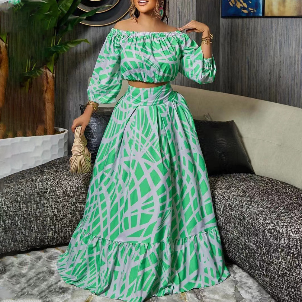 Conjunto de moda transfronterizo de primavera 2026: nueva falda elegante y con estilo para mujer de talla grande, estampada, de Amazon image 12
