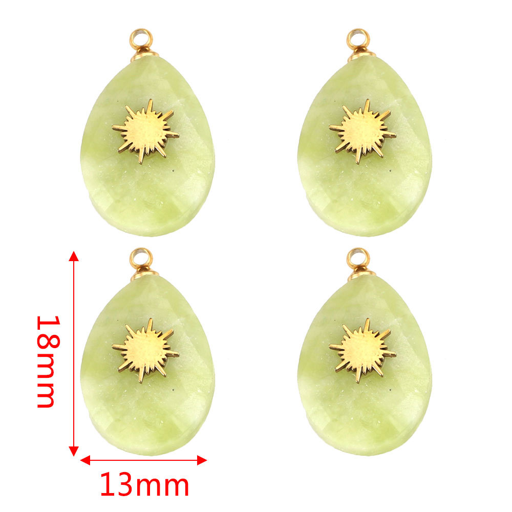 Europa y América Piedra Natural Rosa cristal turquesa Acero inoxidable titanio acero cuadrado pequeño colgante DIY joyería collar Accesorios