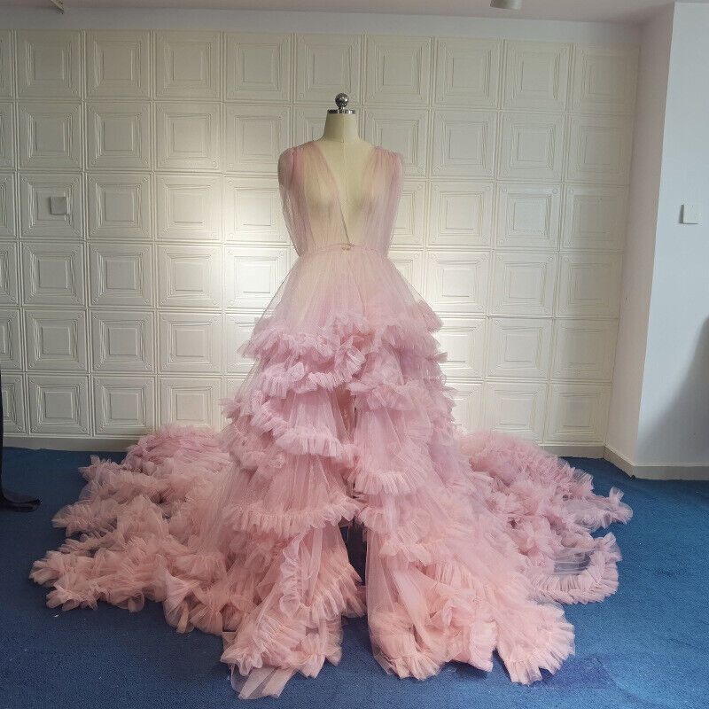 Cross-border foreign trade ultra-long tail ruffled deep wedding dress mesh skirt elegant pregnant women photo clothing wholesale