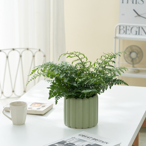 北欧创意条纹陶瓷花盆现代简约莫兰迪设计师绿植花器桌面家居花盆