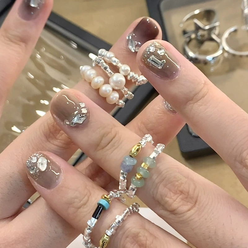Accessory, nail decoration, small design ring, elastic strap, high-quality style, simple and elegant design