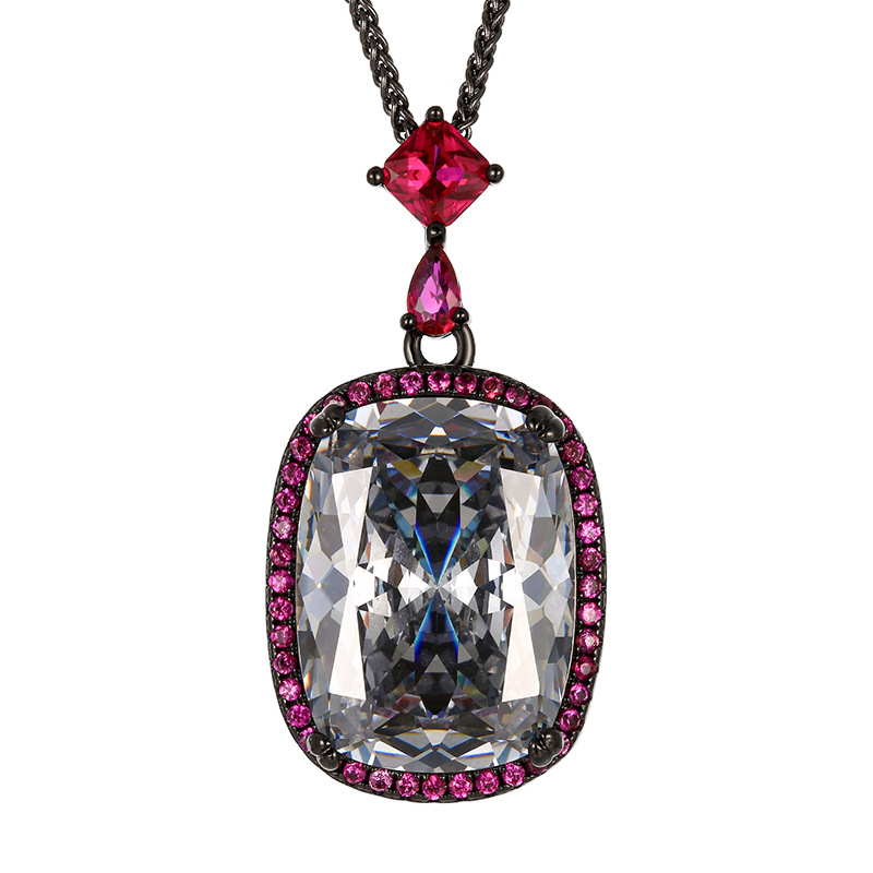 Nuevo modelo 2026, joyería Zhuang Shengsheng, colgante de lujo negro-gris con corte de nido de pájaro, piedra principal de 15*20