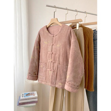 秋冬新中式复古棉花袄中国风手工盘扣民族风改良棉麻冬季保暖外套