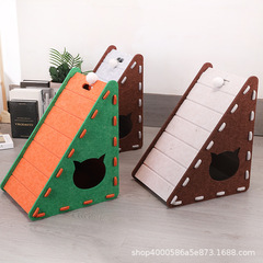 国境を越えた三角形の猫をカスタマイズして、猫の巣が一体になっていて、屑フェルトが壁に貼ってある猫のおもちゃの爪の神器を磨く