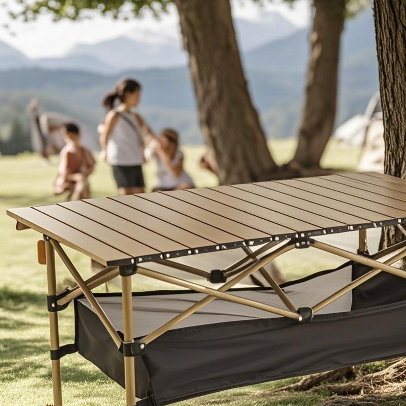 Explorer camping table and chair outdoor folding egg roll table picnic table portable table and chair integrated full set of equipment