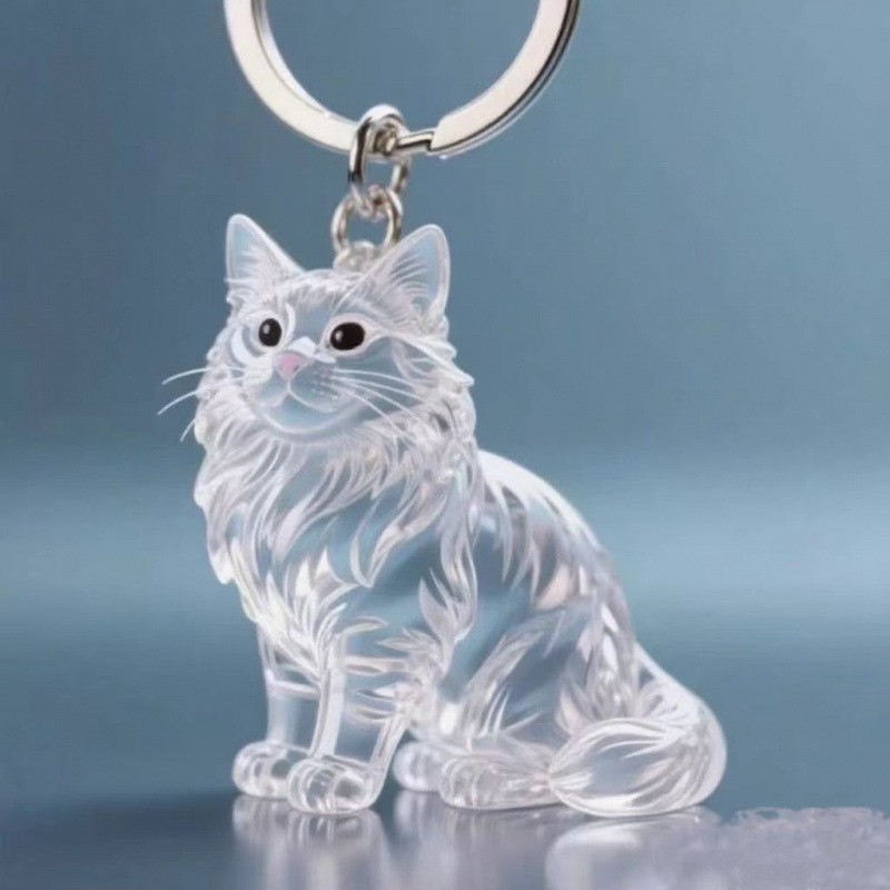 新品透明猫毛钥匙扣挂件纪念收纳盒饰扭蛋猫咪跨境毛发存放胶囊包|undefined