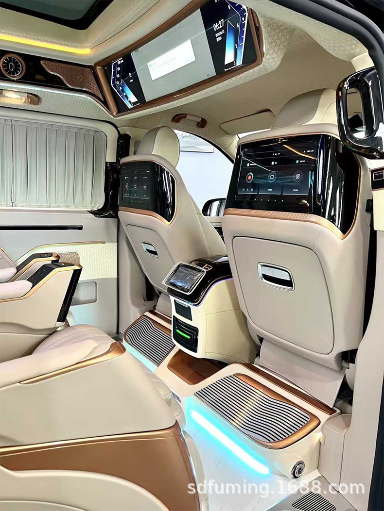 Suitable for Mercedes-Benz Vito V-Class, Toyota Hiace, Toyota Alphard, driver and passenger entertainment screen table with wireless charging, ambient lighting, and foldable design