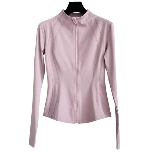 Women's Long Sleeve Nudie Yoga Jacket, Spring and Autumn Zippered Outdoor Fitness Running Sport Coat Set