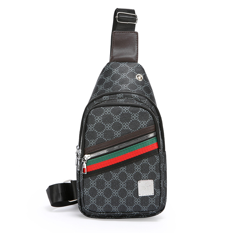 Nuevo bolso de pecho ligero de hombre estriado impreso de viaje de negocios bolso de hombro a prueba de agua tendencia PU simple mochila