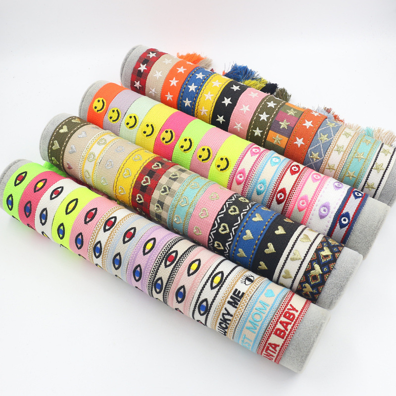 Factory Direct Sales European and American Devil's Eye lucky eye hand-woven diy bracelet female jewelry tassel wrist strap