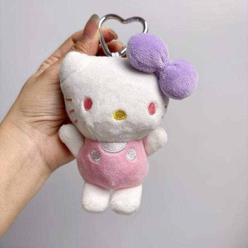 网红背带裤HelloKitty挂件猫经典款毛绒公仔挂件可爱玩偶包包挂饰|undefined