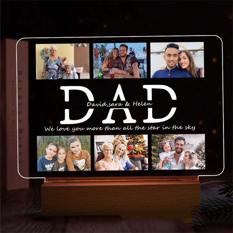 欧美热卖爆款个性化亚克力印刷木质底座刻字送给爸爸的父亲节礼物