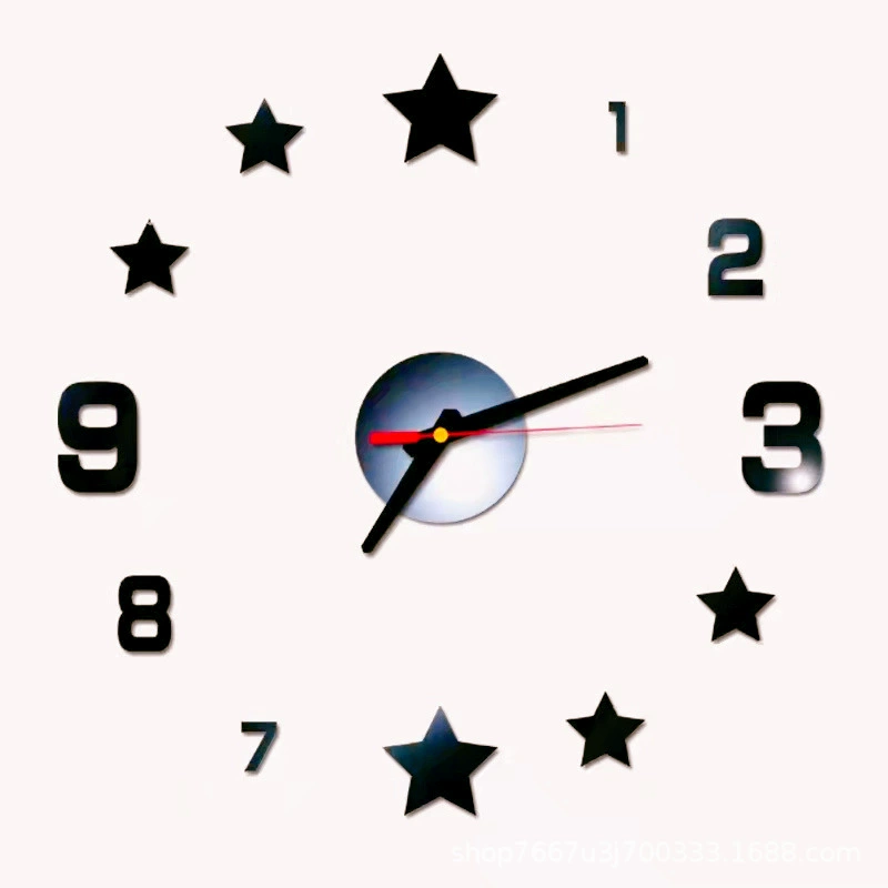 Factory star hanging clock Amazon goods DIY creative hanging clock simplicity home quiet watch wall paste clock