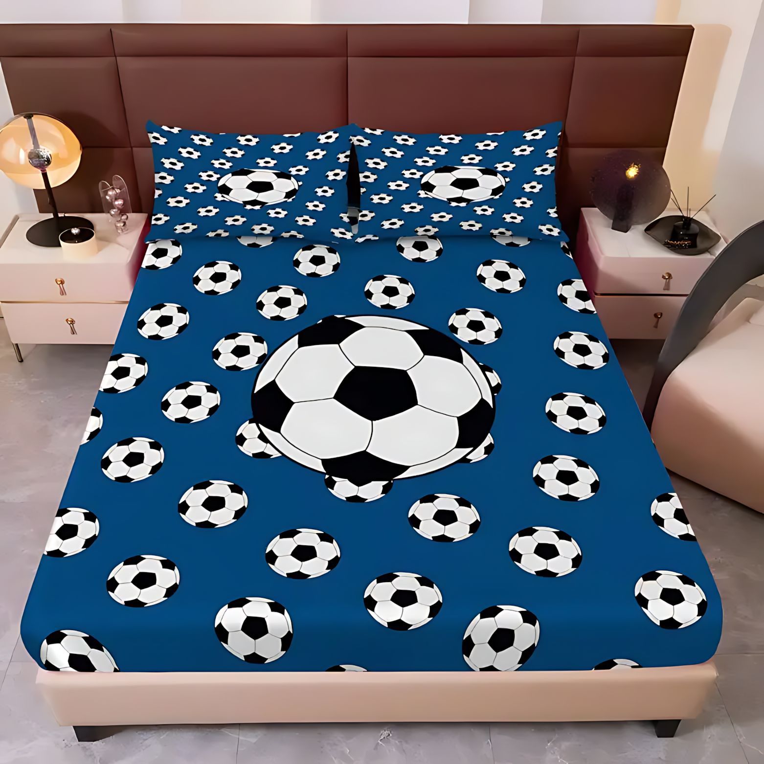 TEMU / JIT clásico de moda creativo fútbol HD impresión digital cama gaza pillow cover kit textil transfronterizo