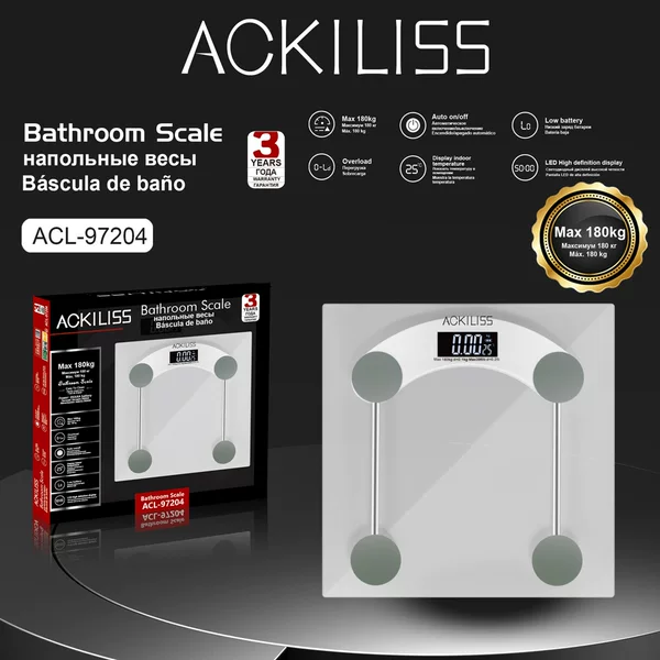 Ackiliss Body Fat Scale Home Use Weight Scale Body Fat Scale Rechargeable Smart Electronic Scale Weight Scale Cross-Border