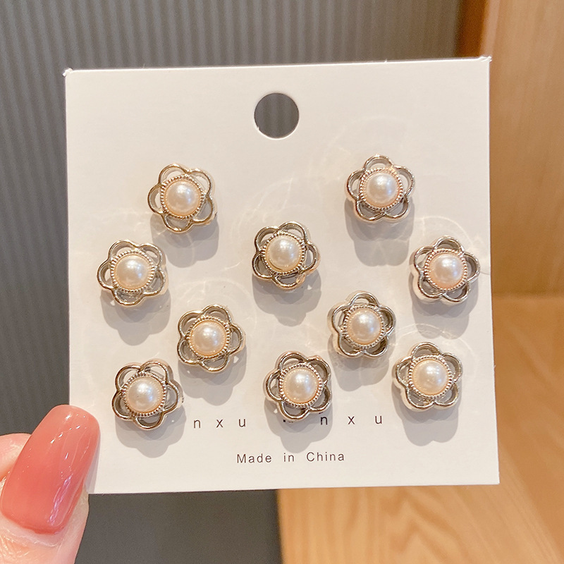 Botón de pecho anti-divertido, botón de clavos sin costura, pin de ropa fija, broche de botón de cuello de mujer, perlas