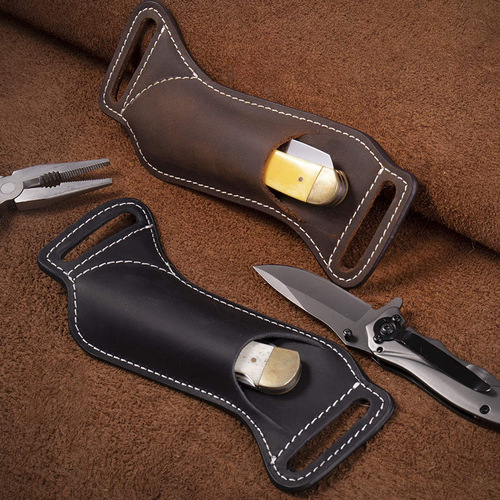 Cross-border folding knife sheath, leather pouch storage, outdoor knife storage sheath, knife case, waist-hanging folding knife sheath