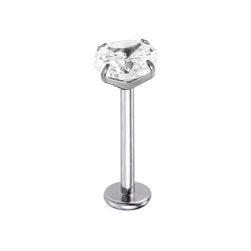 Customized Long Tooth Style G23 Titanium Alloy 5A Zircon Lip Nail F136 Tongue Nail Lip Ornament Ear Nail Piercing Jewelry detail image 12