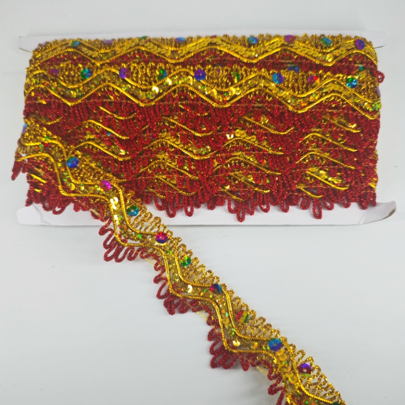 Colorido oro seda triángulo lentejuelas estilo étnico Festival del medio otoño torre plegable encaje camión grande bolso superior encaje sala de Buda para mesa encaje