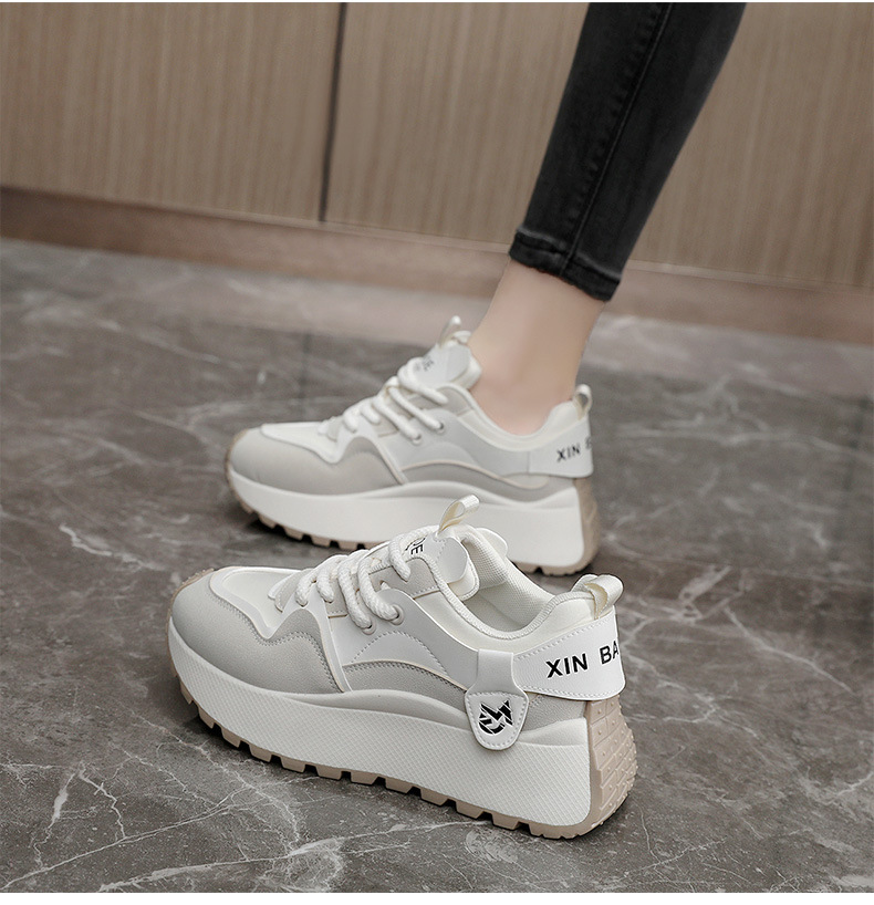 Women New Fashion Chunky Sneakers Women Autumn New Lace Up Casual Platform Sports Shoes Female Goth High Heels Sneakers_voghion.com