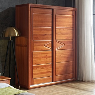 New Chinese Style Solid Wood Wardrobe Two Doors Sliding Door Wardrobe Small Apartment Bedroom Rosewood Storage Cabinet Rosewood Furniture