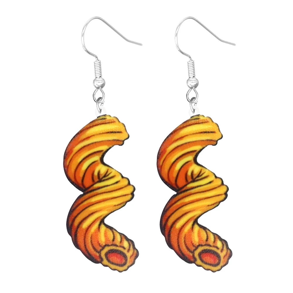 Мультфильм еда серьги акриловый плоский печатный милый смешные спагетти торт бургер конфеты лимон