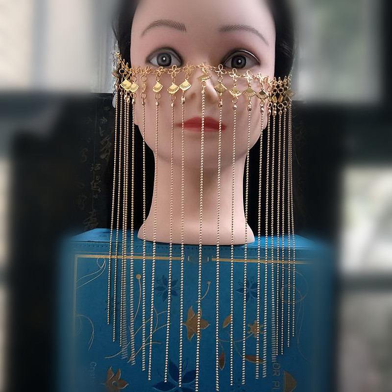 结婚遮面流苏古装面饰 古风遮面面帘 拍摄汉服配饰面纱|ms