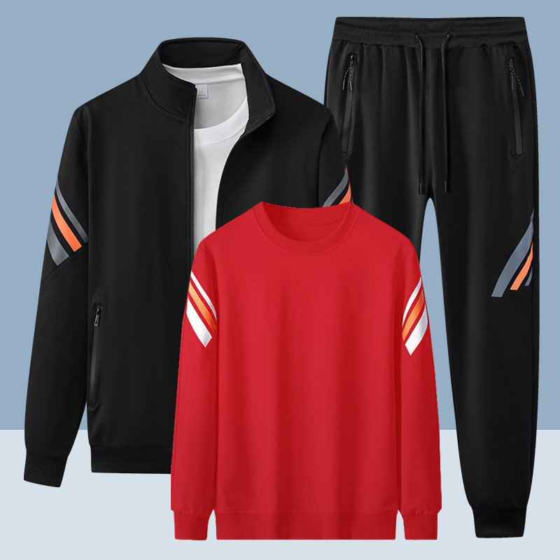 Otoño y invierno pareja de tres piezas juego de carreras deportivas casuales camisetas cardiganes chaqueta universal para hombres y mujeres
