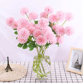 仿真三头球菊假花绣球人造花卉乒乓菊婚庆家居装饰仿真绣球花束