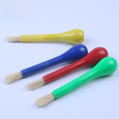 Factory wholesale 4 candy-colored single paintbrushes for children's early education art painting tools plastic boar hair DIY paintbrushes