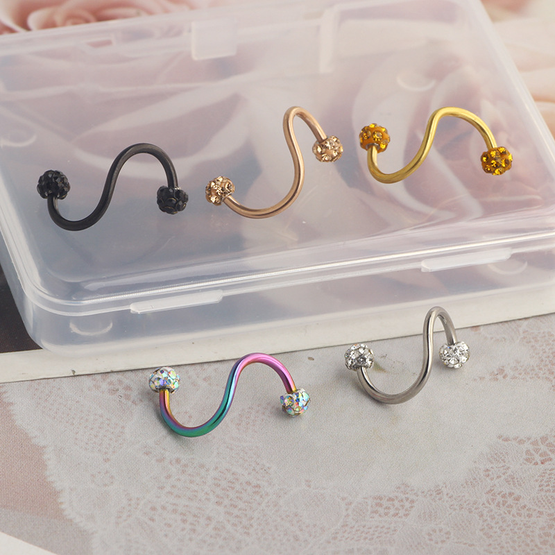New Korean Geometric Star Stainless Steel Ear Stud 16G S Rod Body Piercing Jewelry detail image 13