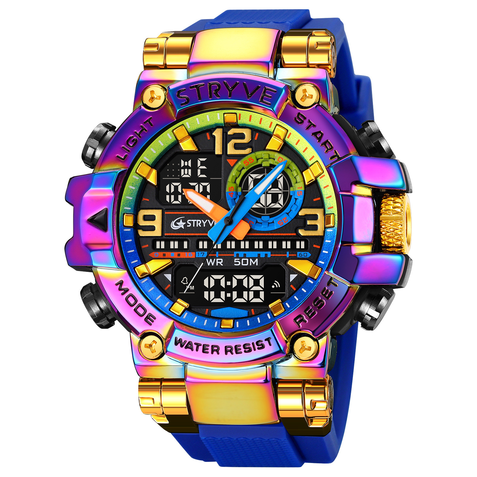 STRYVE reloj deportivo de los hombres de moda colorido luminoso reloj electrónico impermeable reloj estudiante multifuncional 8025