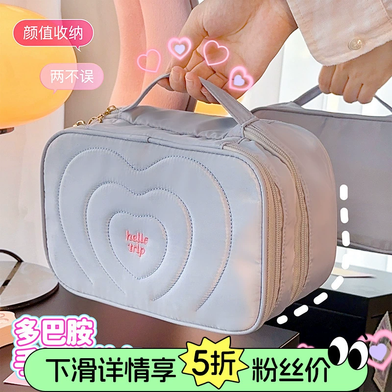 Симпатичная косметичка большой емкости 2024, новая портативная Женская дорожная сумка для хранения всякой всячины для мытья кожи