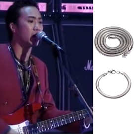 黄家驹1991生命接触演唱会同款钛钢蛇扁链条项链特定款男女嘻哈简