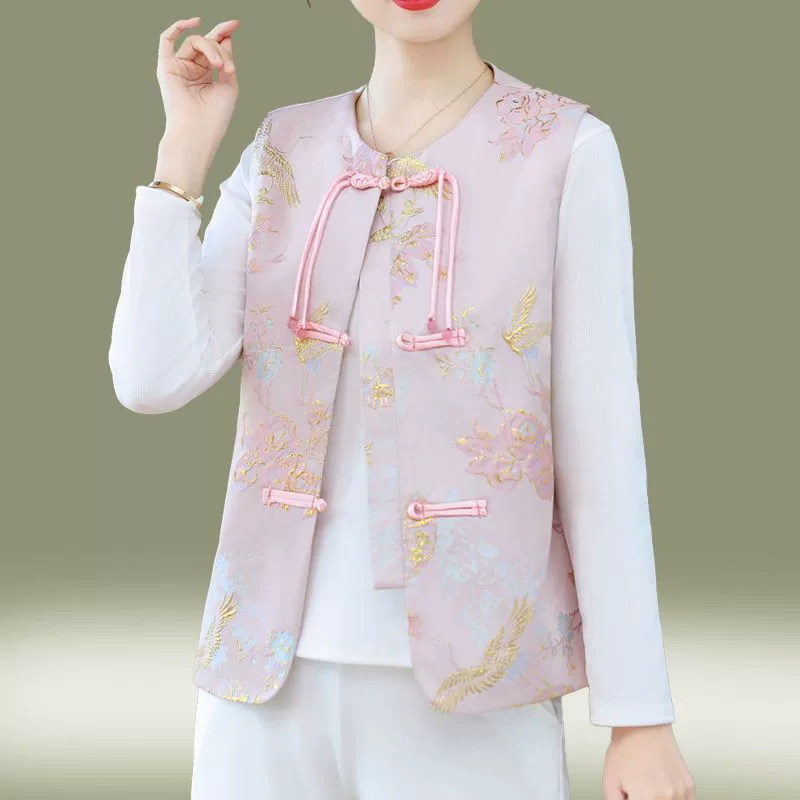 Популярный высококачественный новый жилет в китайском стиле для женщин, новая весенне-осенняя мода, универсальный жилет для миниатюрных размеров.