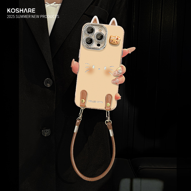 kt猫公仔挂绳适用苹果17可爱手机壳iphone15pro羽纱16高级感女生|undefined