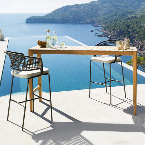 Outdoor woven rope chair, rattan backrest chair, bar and restaurant high stool, trendy bar counter stool, Nordic modern outdoor chair