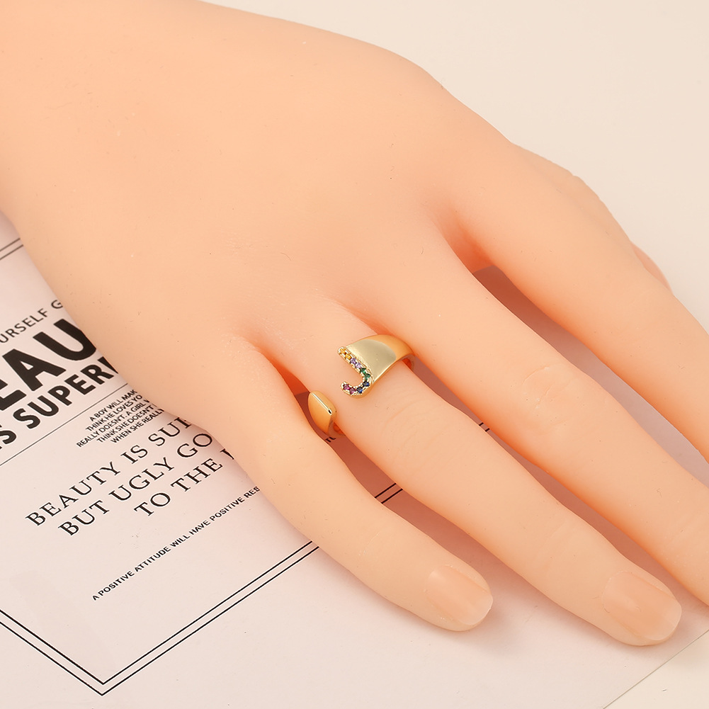 Fashion New Style Copper Micro-inlaid Zircon 26 English Letter Ring display picture 32